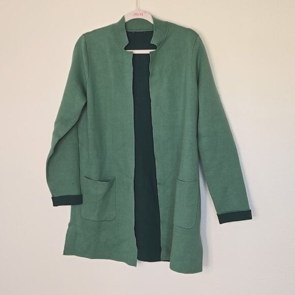 green open front sweater rn#97641 size M - Picture 4 of 4
